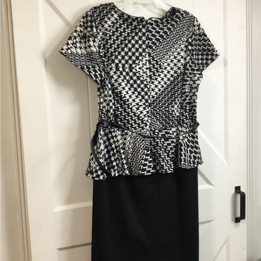 Black checker mix ruffle dress